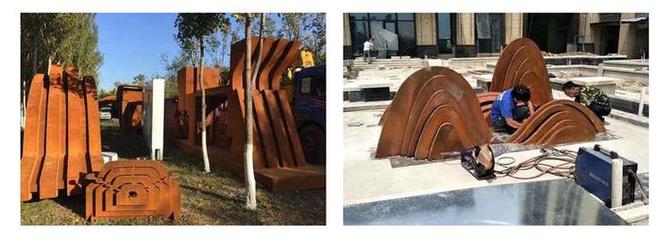 園林景墻復古裝飾材料耐候鋼景觀工程定制標識牌花盆耐候板